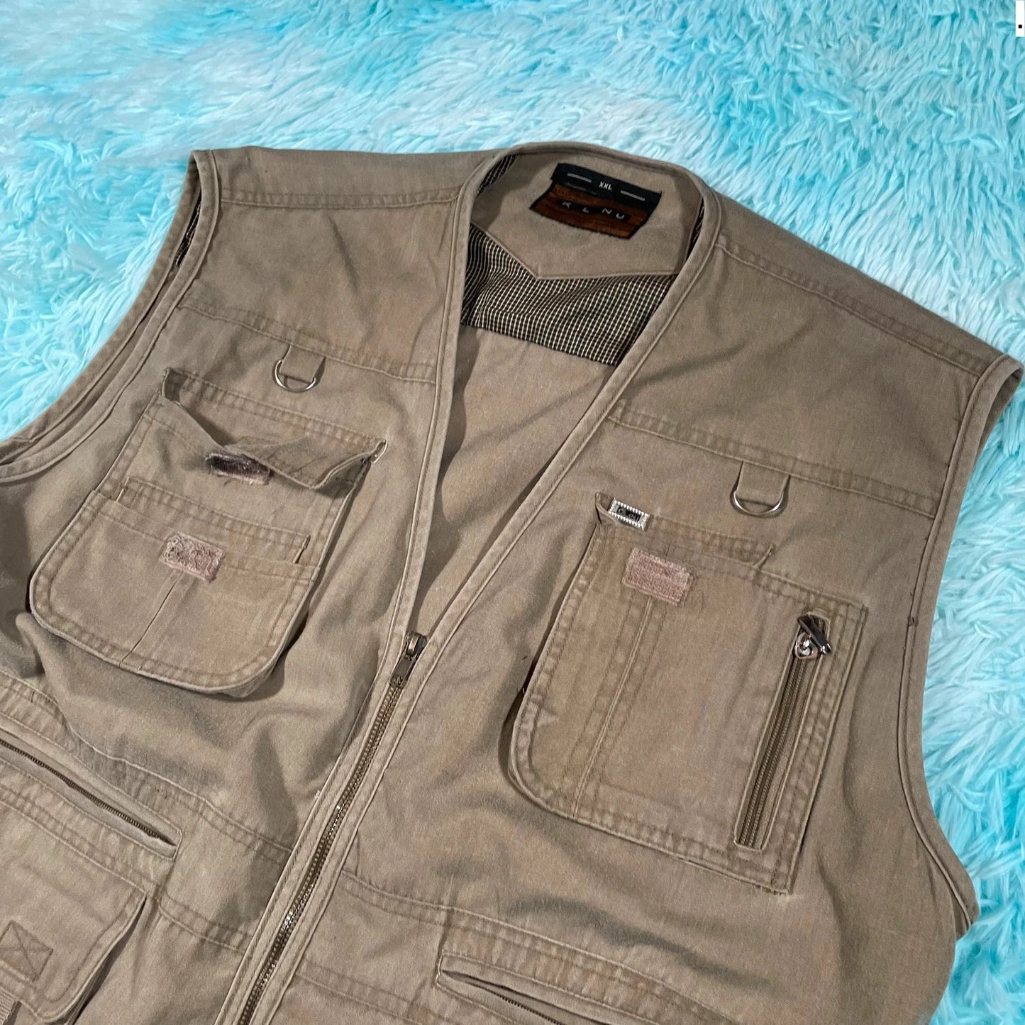 Vintage Khaki Fishing Utility Vest - XXL