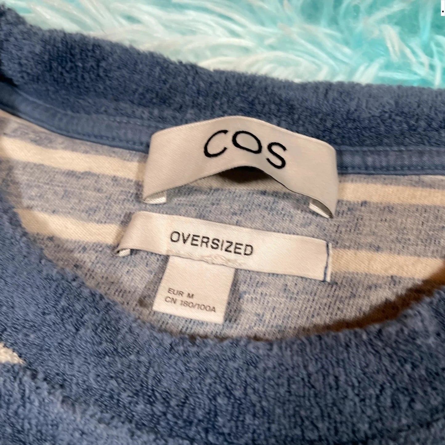 Blue & White Striped Cos T Shirt Toweled - Medium