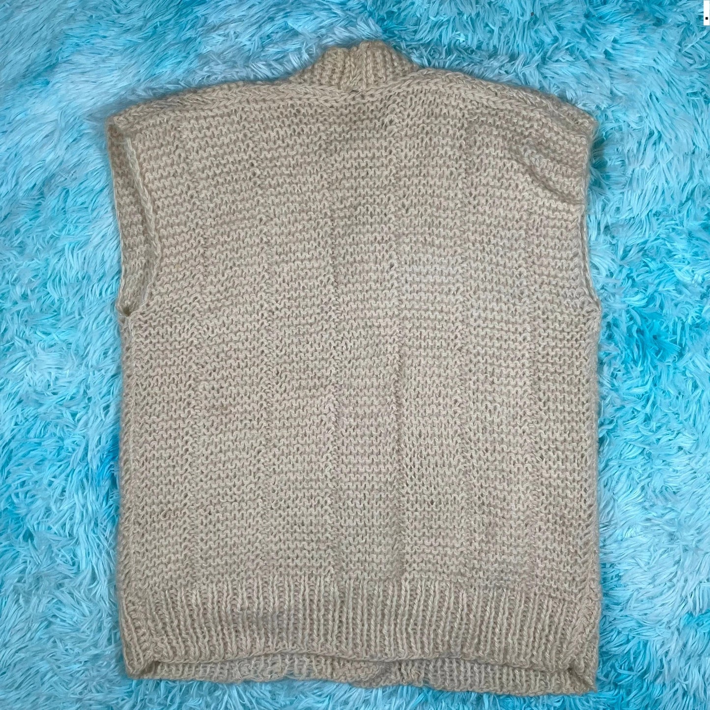 Vintage 70s Cream Sweater Vest Cardigan - XL