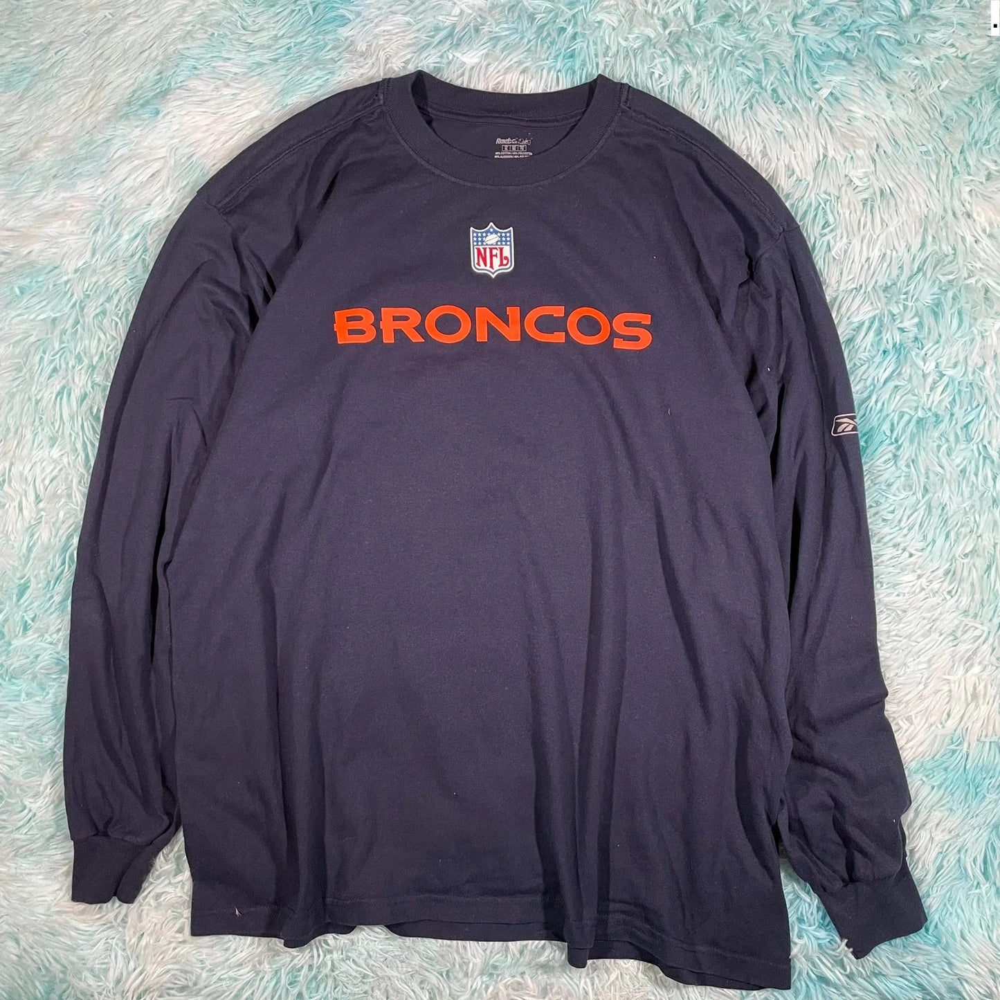 Navy Denver Broncos Graphic T Shirt Long Sleeve - XL