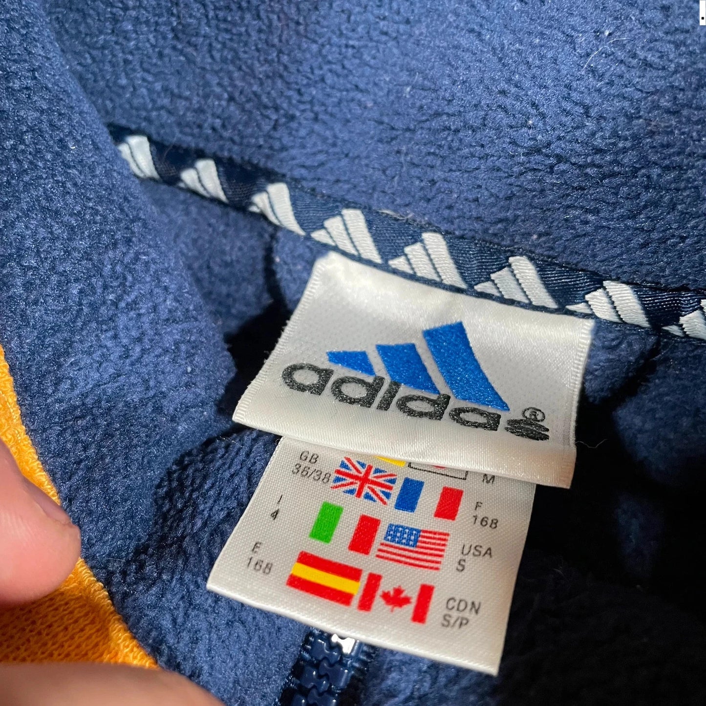 Vintage 90s Navy Adidas Fleece Full Zip - Small