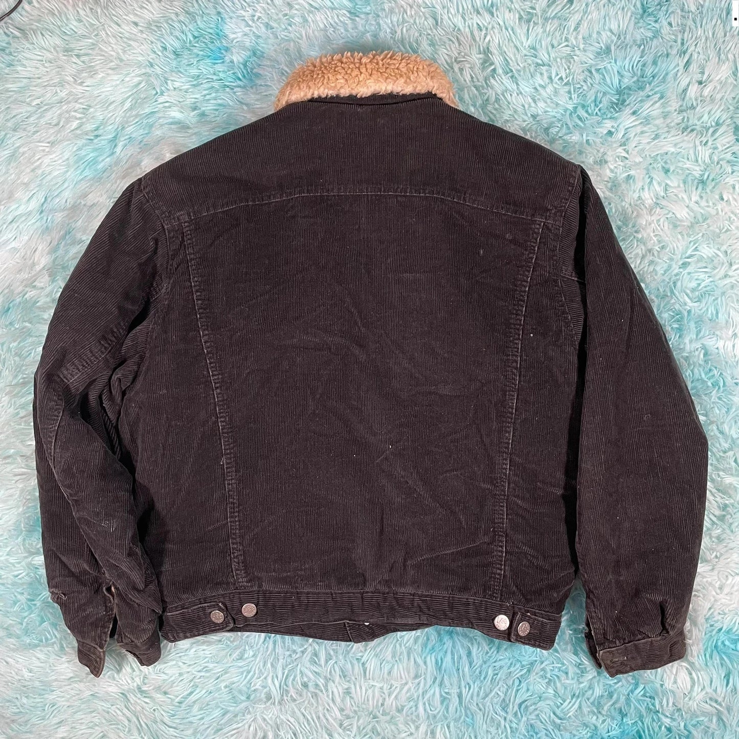 Vintage Black Lee Corduroy Jacket Sherpa Lined - Medium