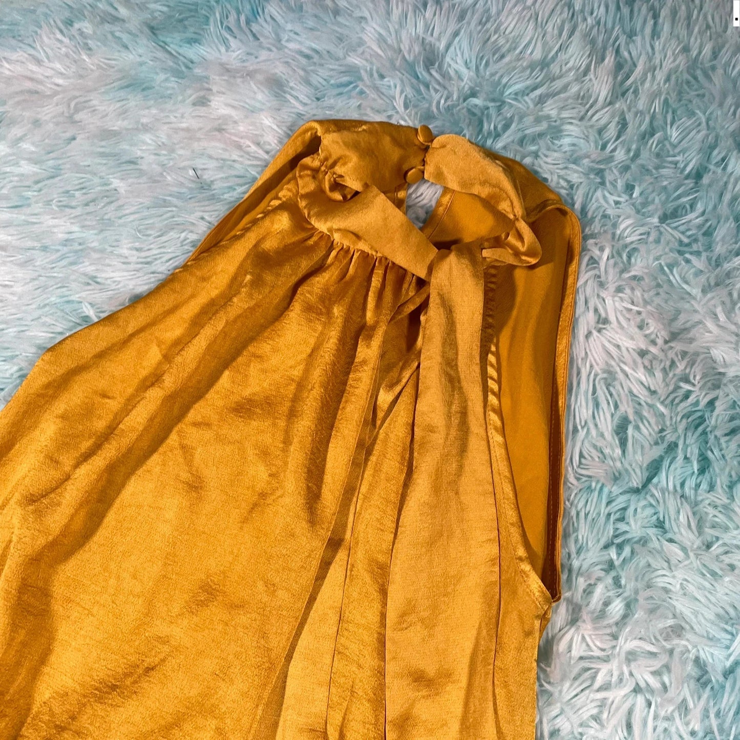 Vintage Coast Ochre Halter Neck Top - Size 12