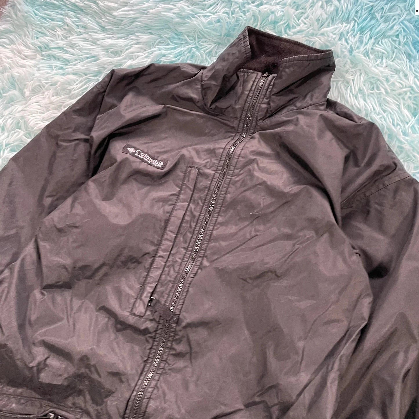Vintage 90s Black Columbia Fleeced Windbreaker - Small