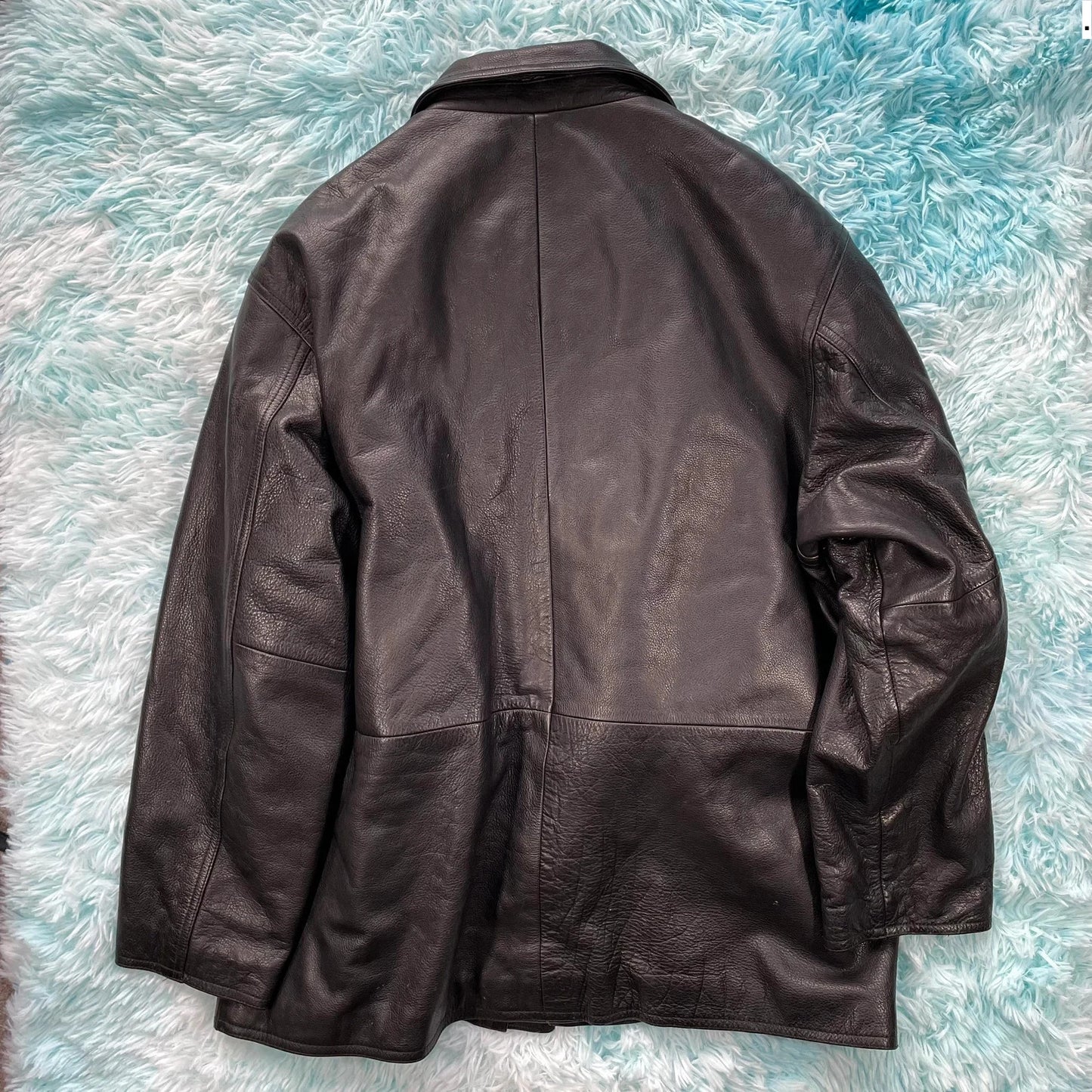 Vintage 90s Black Leather Jacket - Large