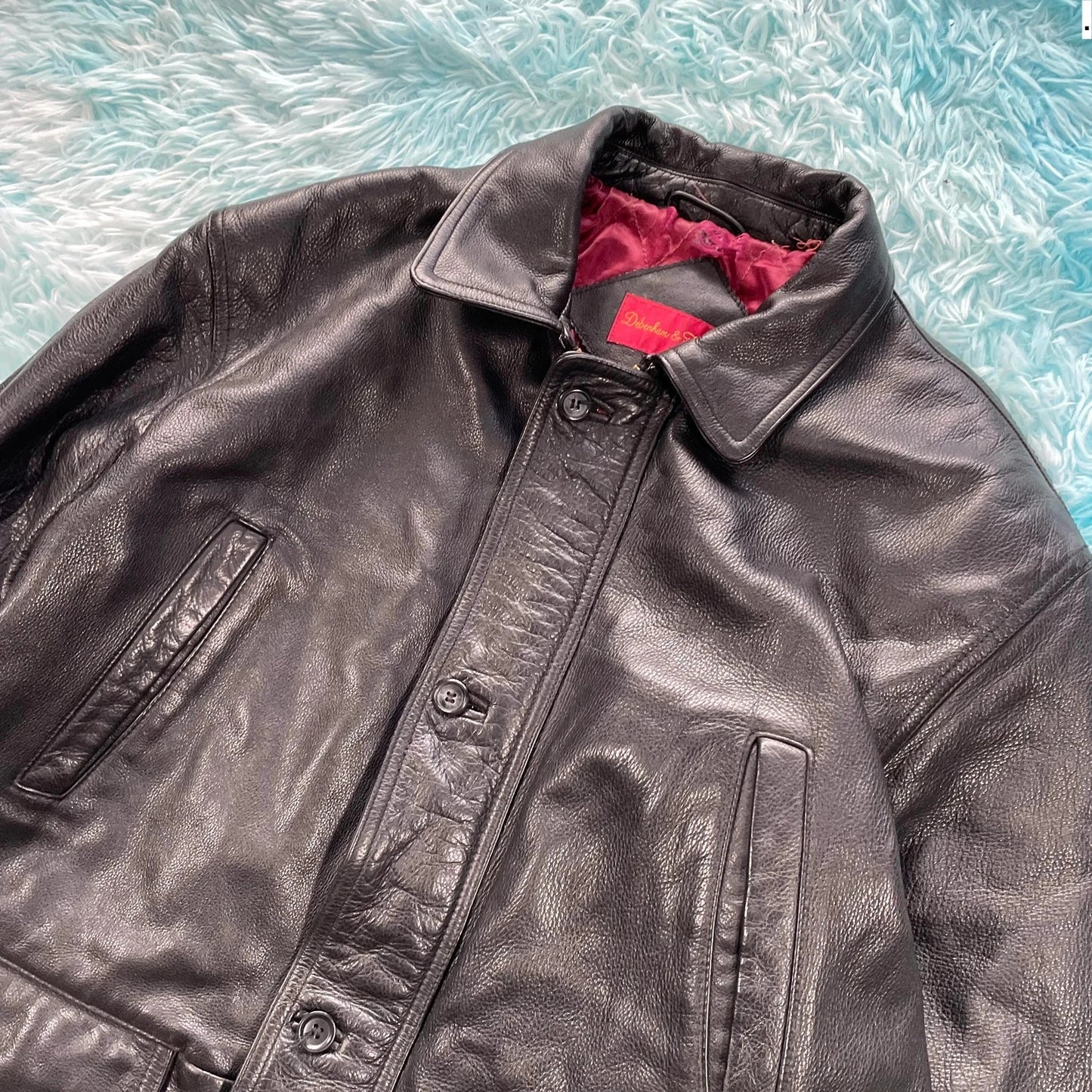 Vintage 90s Black Leather Jacket - Large