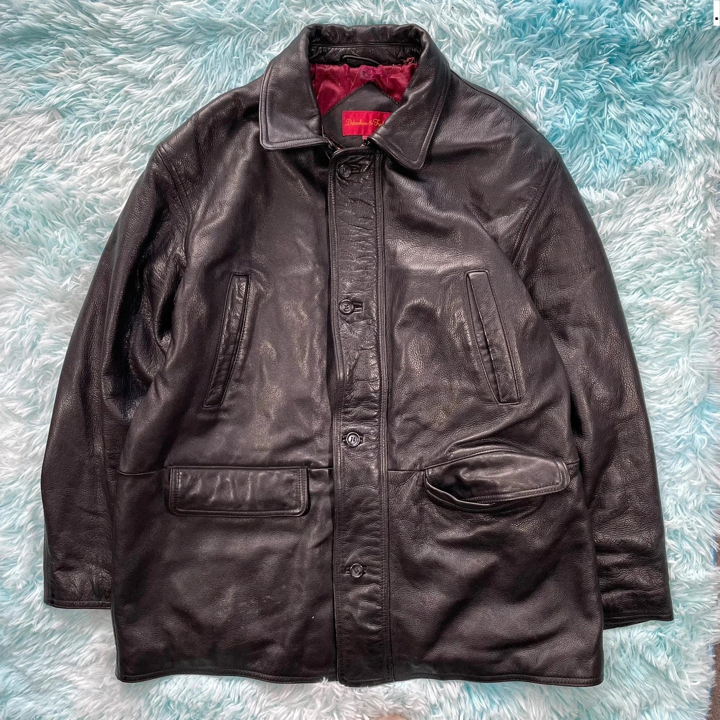 Vintage 90s Black Leather Jacket - Large