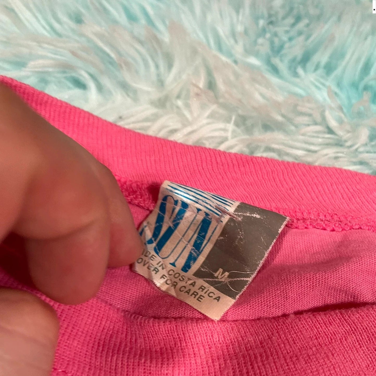 Vintage 80s Pink Floral Graphic T Shirt - Medium