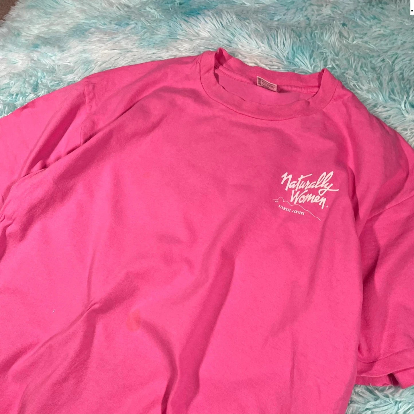 Vintage 90s Pink Female Fitness Graphic T Shirt - XXL