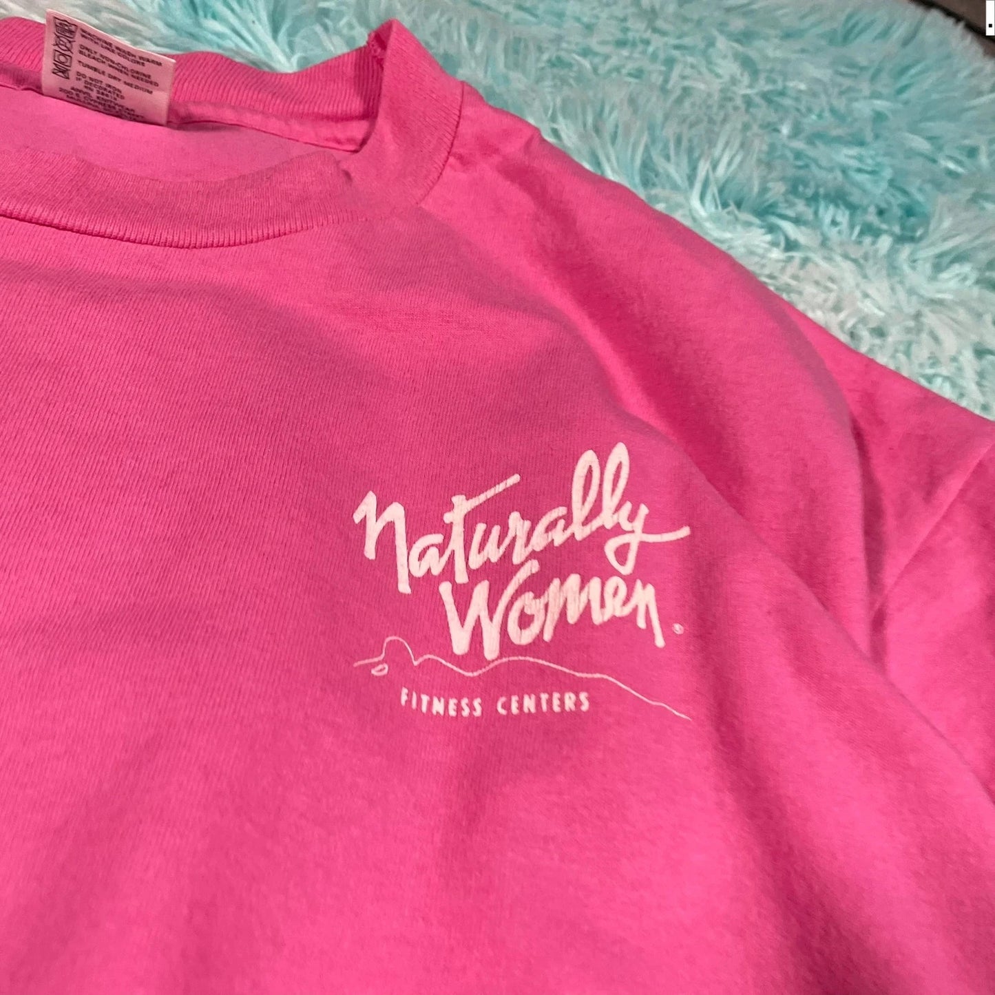 Vintage 90s Pink Female Fitness Graphic T Shirt - XXL