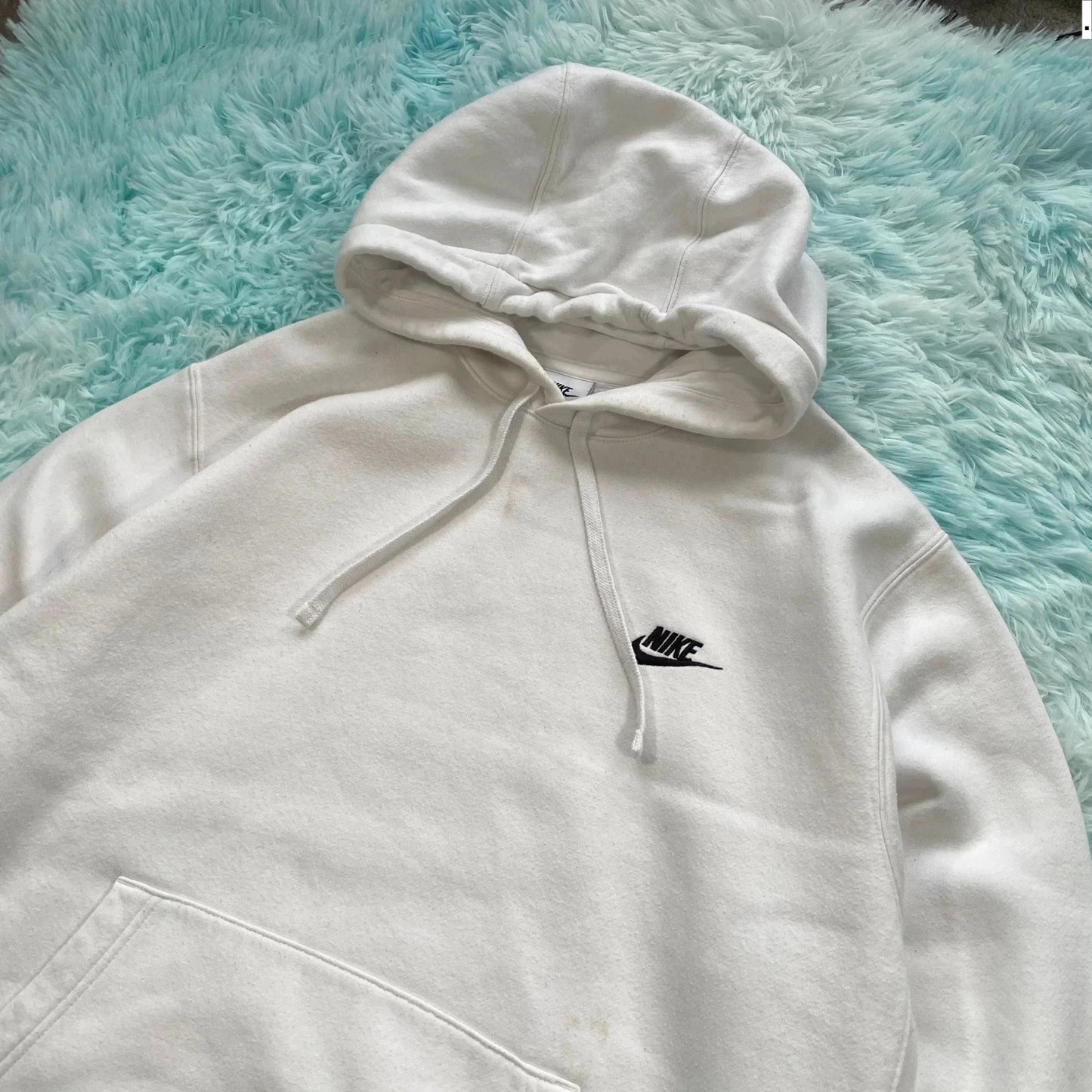 White Nike Hoodie Plain - Large