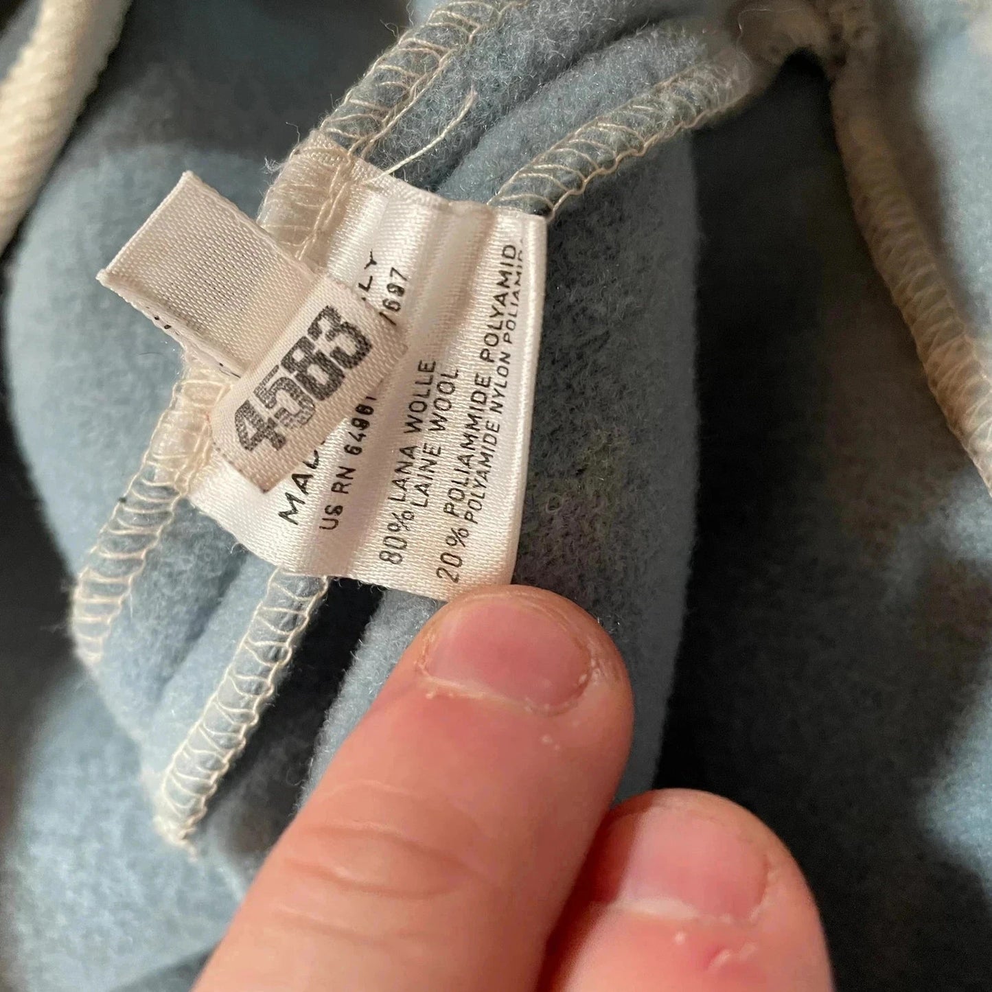 Vintage 90s Blue & White Benetton Coat Wool Checked - XL