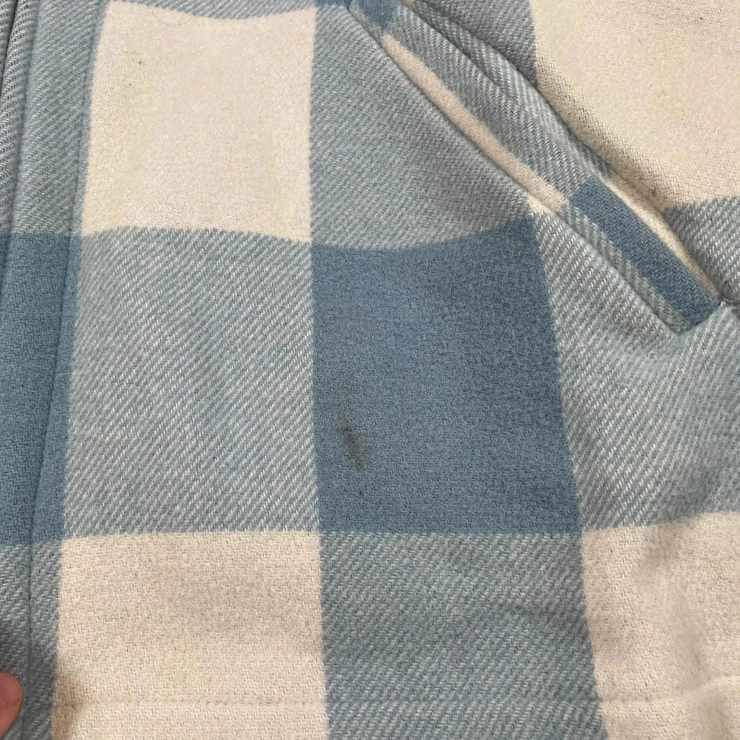 Vintage 90s Blue & White Benetton Coat Wool Checked - XL
