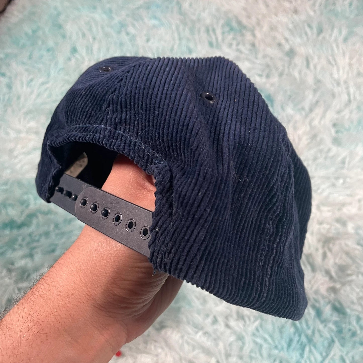 Vintage 90s Navy Corduroy Camel Cap