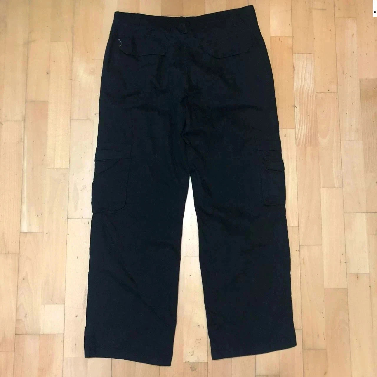 Vintage Black Baggy Cargo Trousers Loose Fit Urban Spirit - 36W 31L