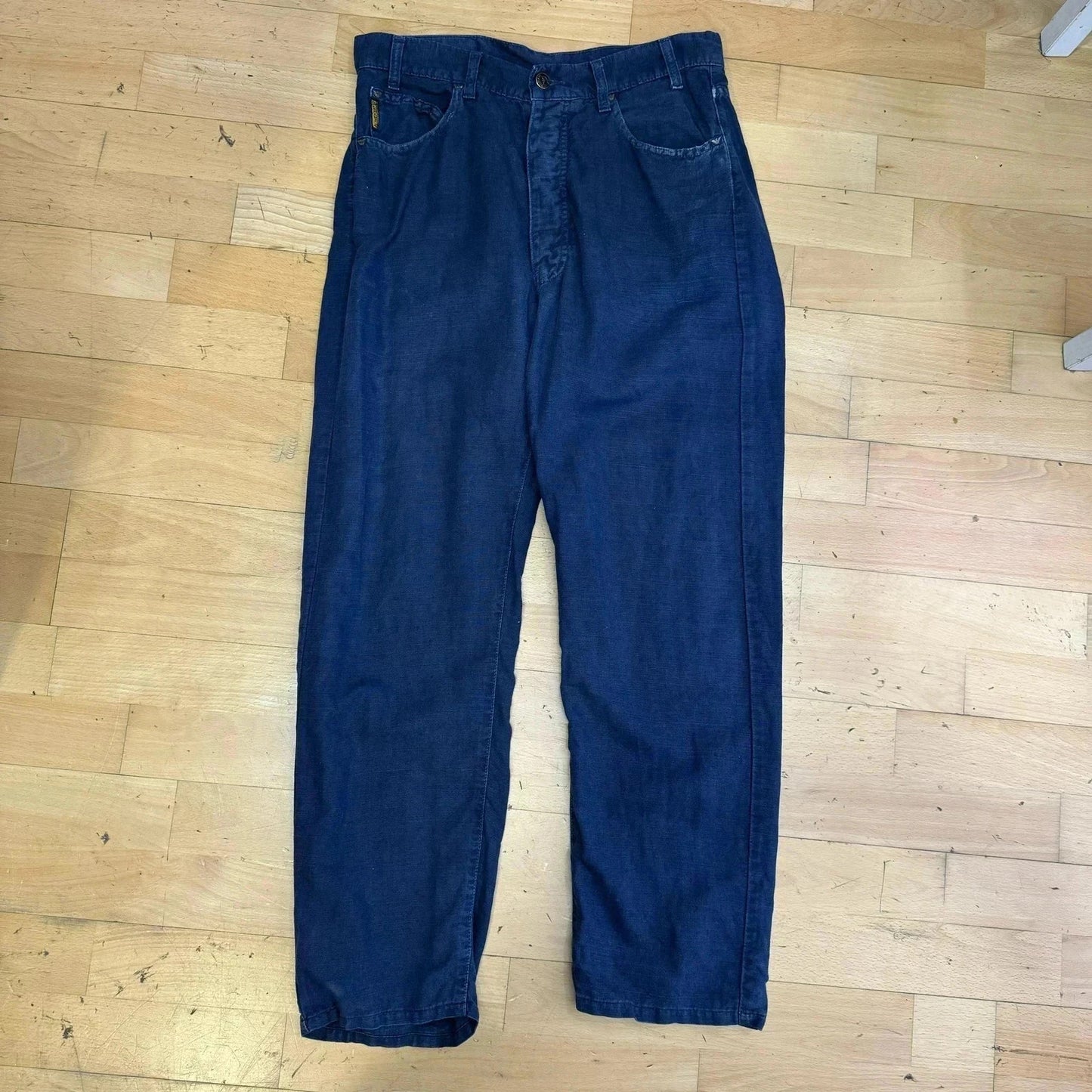 Vintage 90s Navy Armani Jeans Linen Trousers - 32W 30L