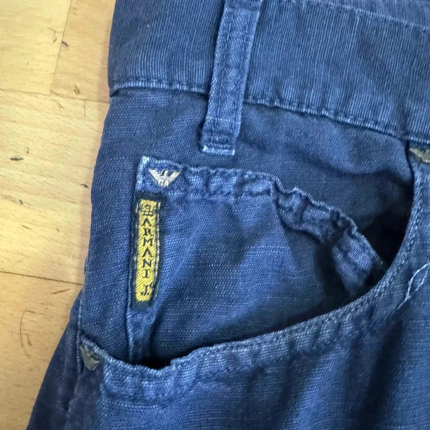 Vintage 90s Navy Armani Jeans Linen Trousers - 32W 30L