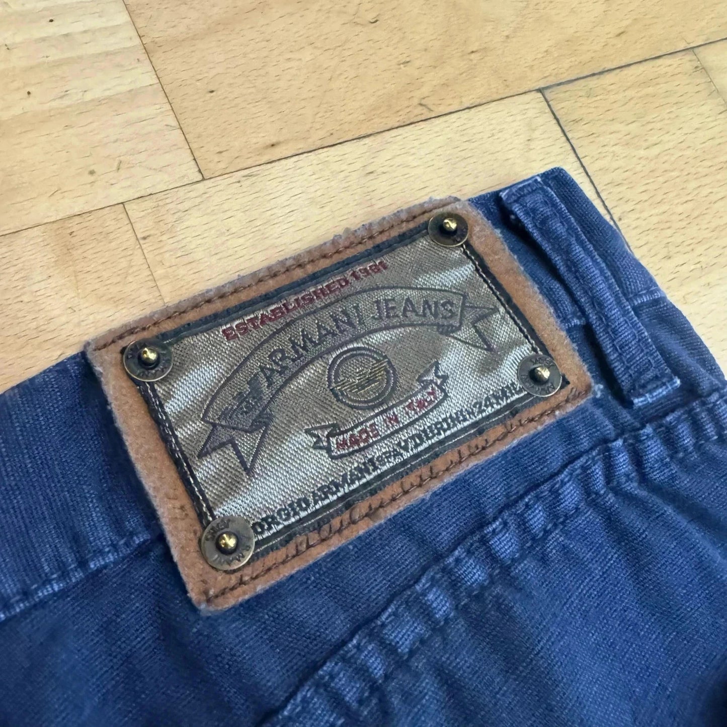 Vintage 90s Navy Armani Jeans Linen Trousers - 32W 30L