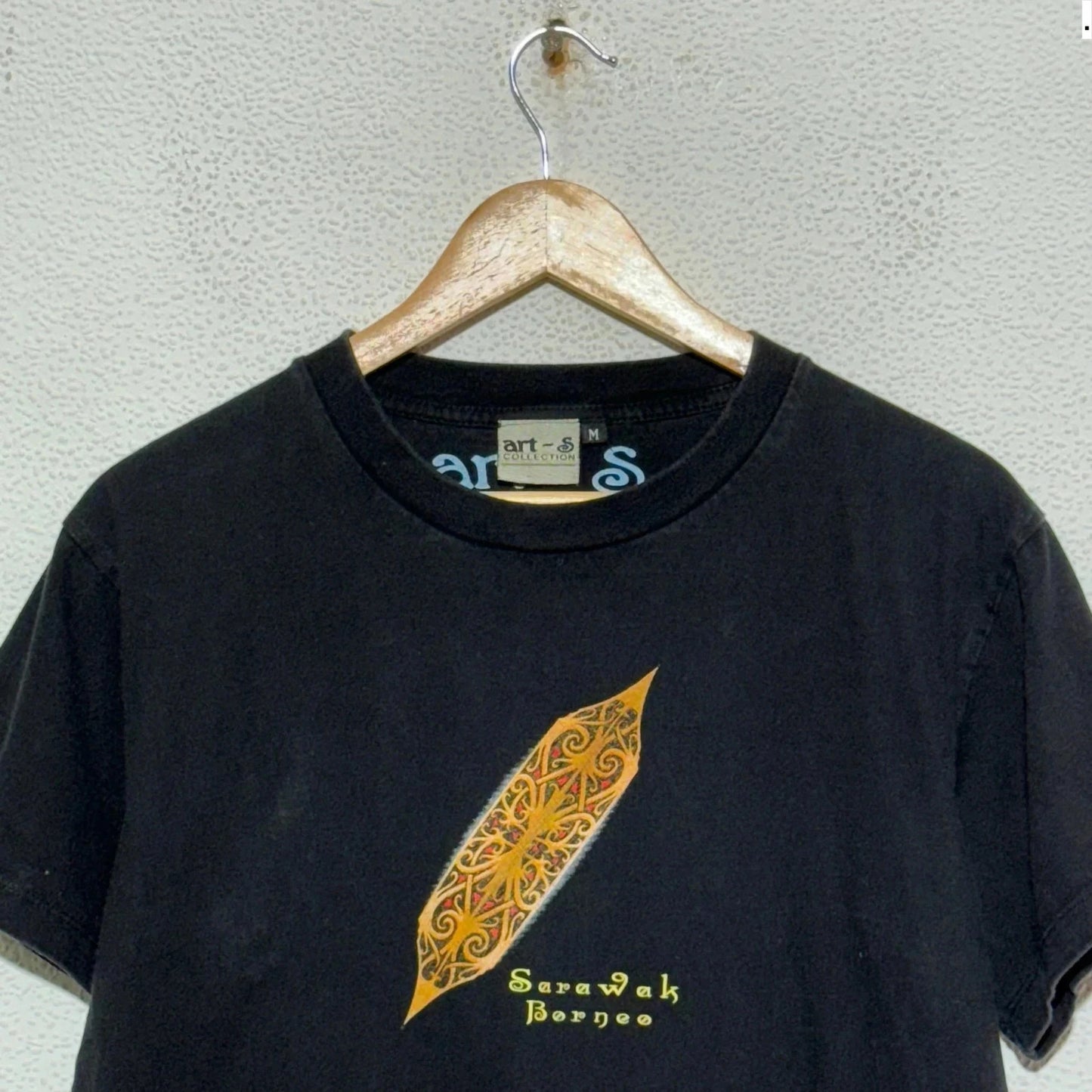 Vintage Black Sarawak Bornee Graphic T Shirt - Medium