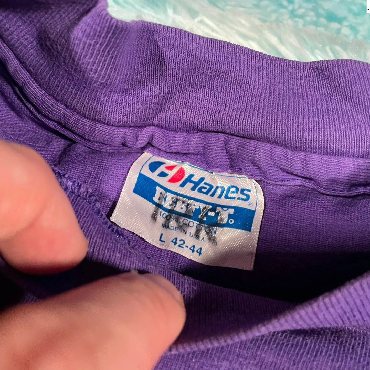 Vintage 80s Purple Jazz Graphic T Shirt - Medium