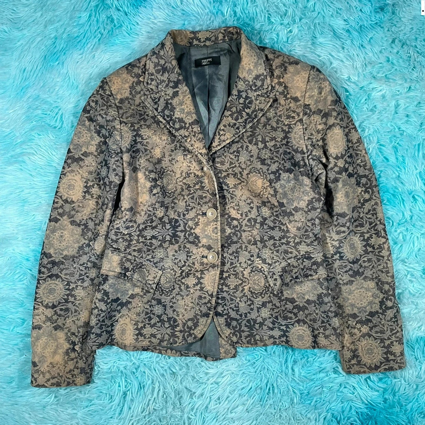 Vintage Floral Corduroy Philippe Adec Blazer - UK14