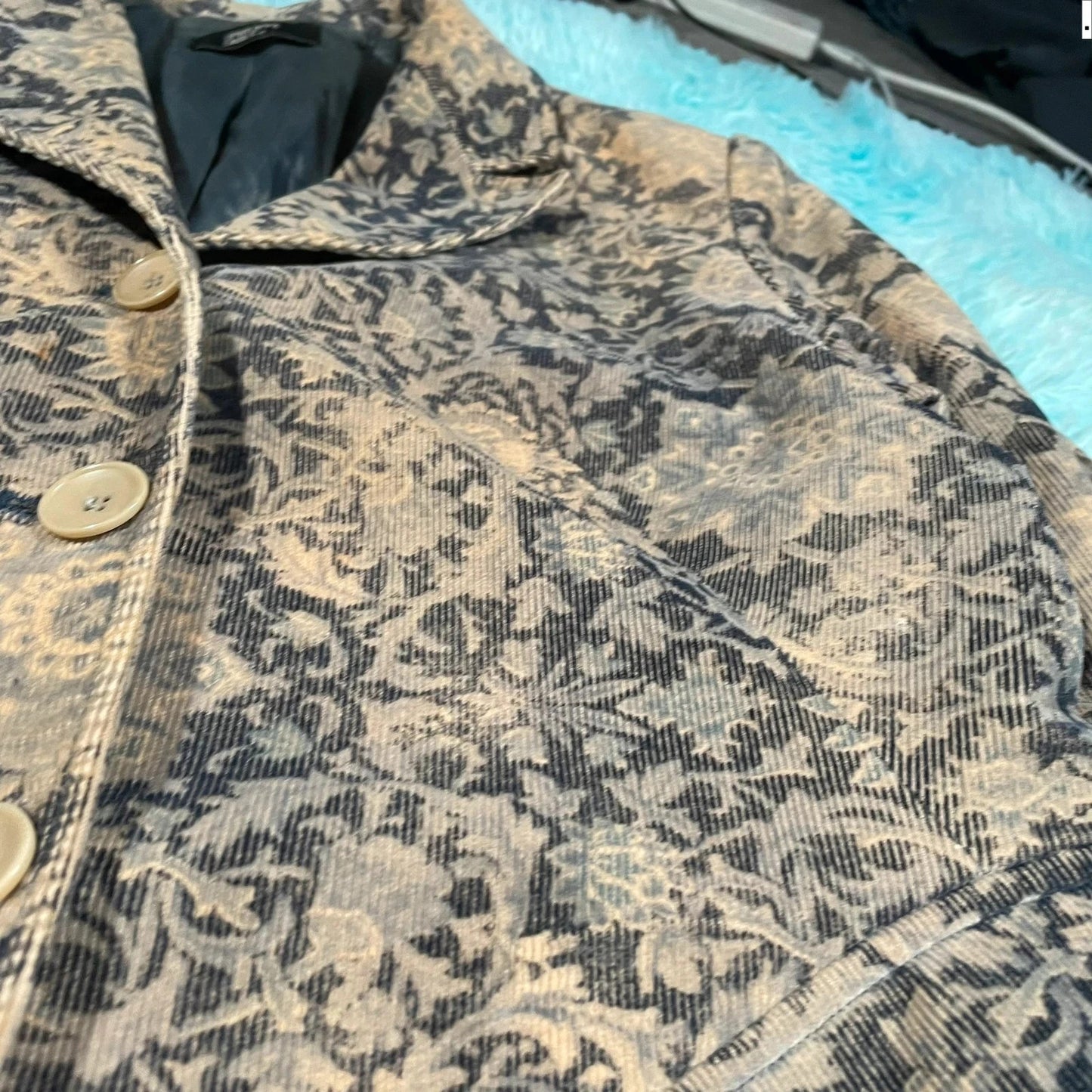 Vintage Floral Corduroy Philippe Adec Blazer - UK14