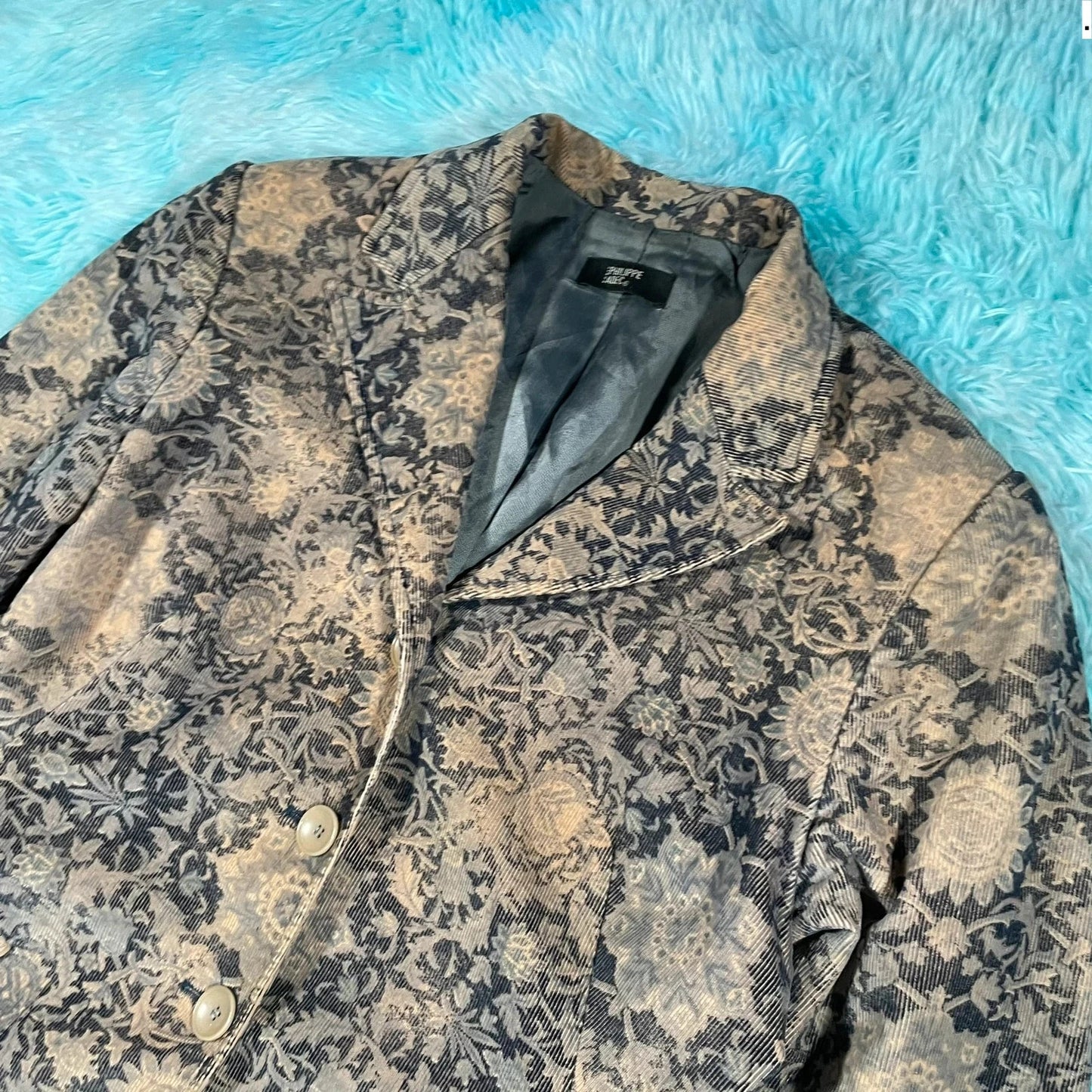 Vintage Floral Corduroy Philippe Adec Blazer - UK14