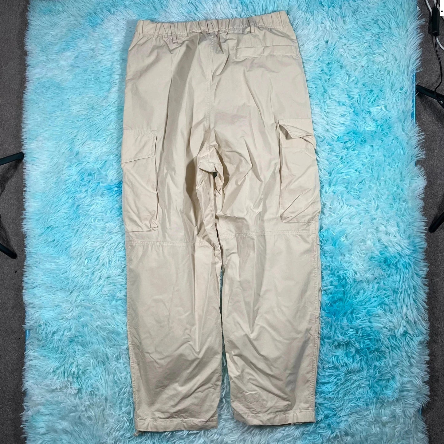 Beige Uniqlo Parachute Pants Nylon Cargo Bottoms - Medium