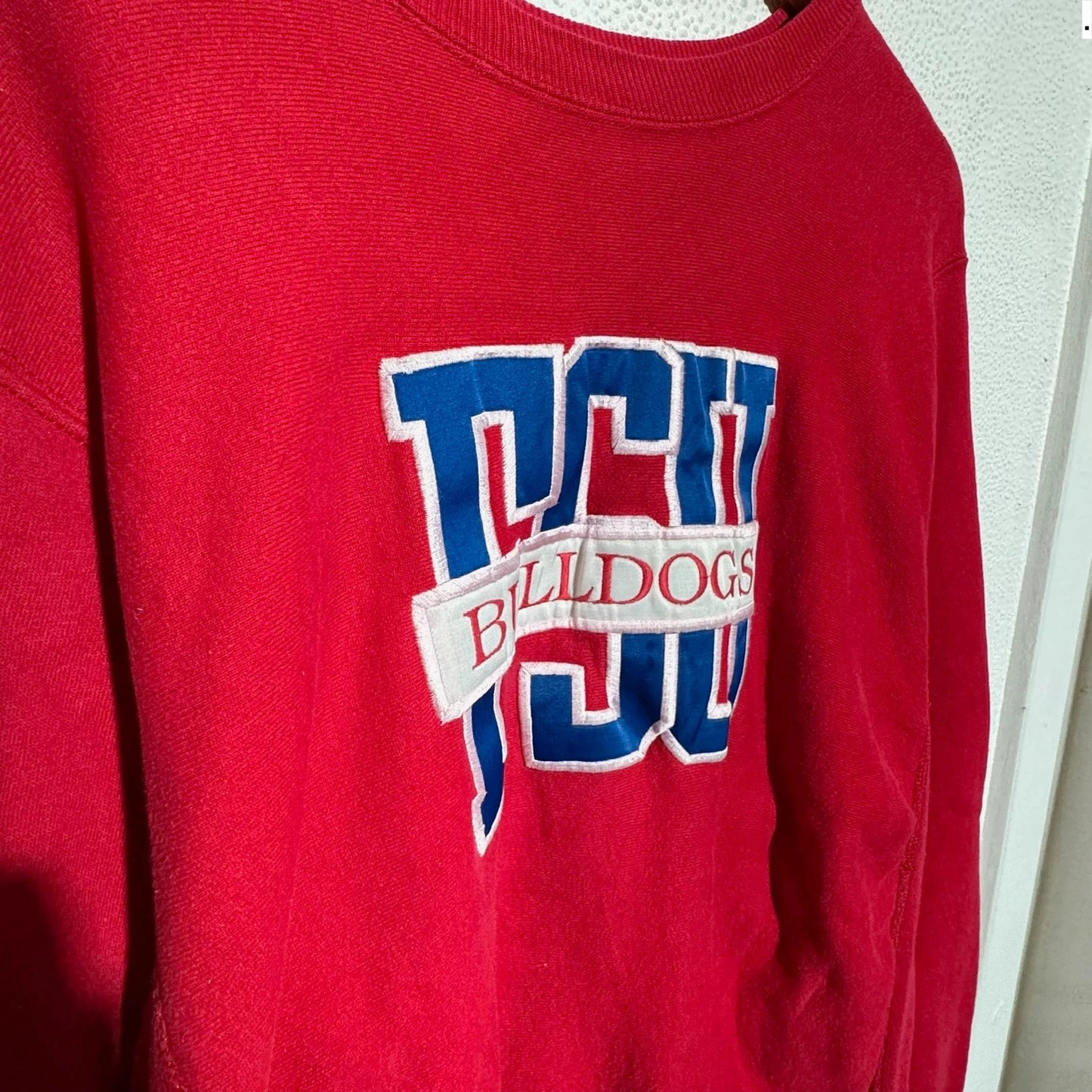 Vintage 90s Red Fresno Bulldogs Sweatshirt US College - Large