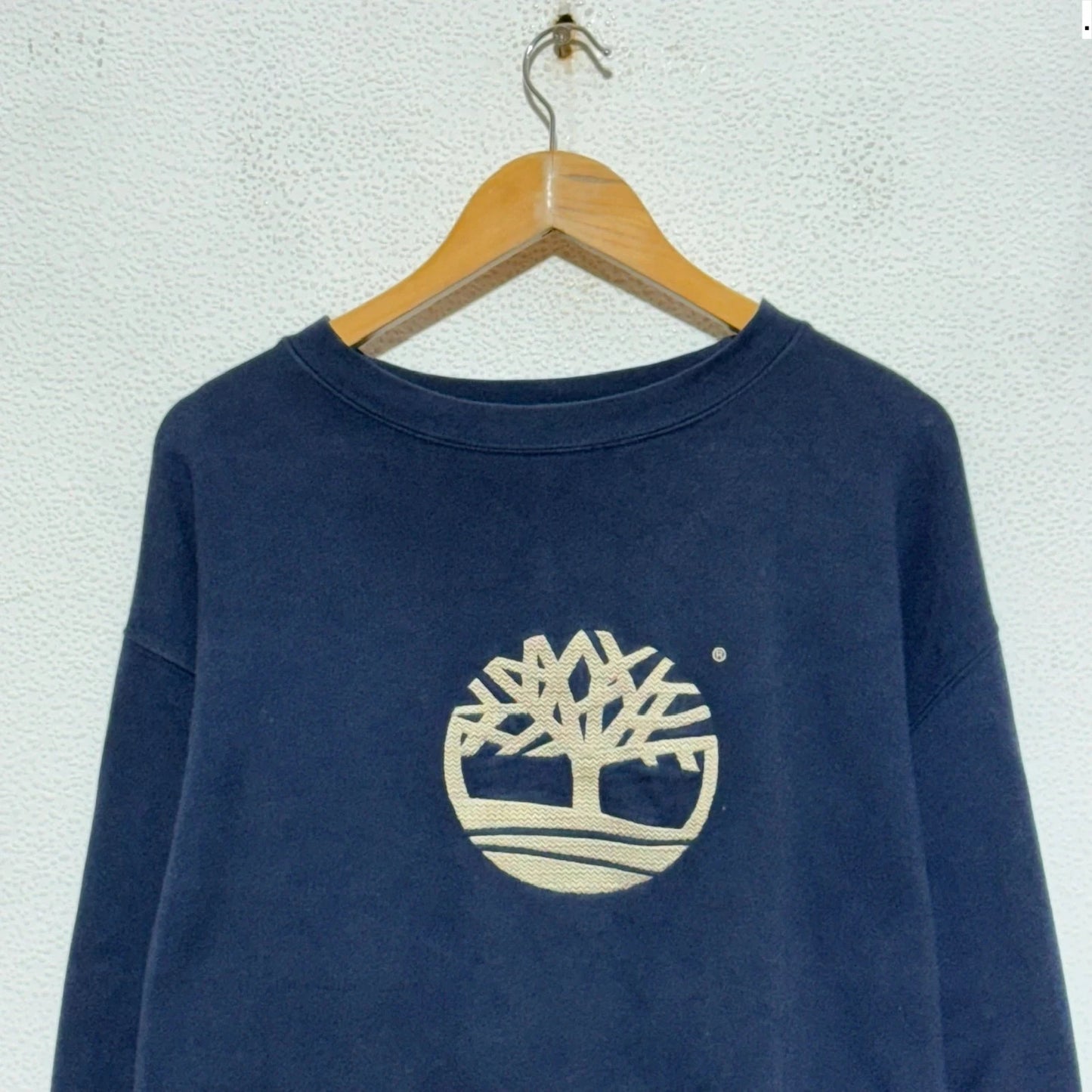 Vintage 90s Navy Timberland Sweatshirt Logo - Large