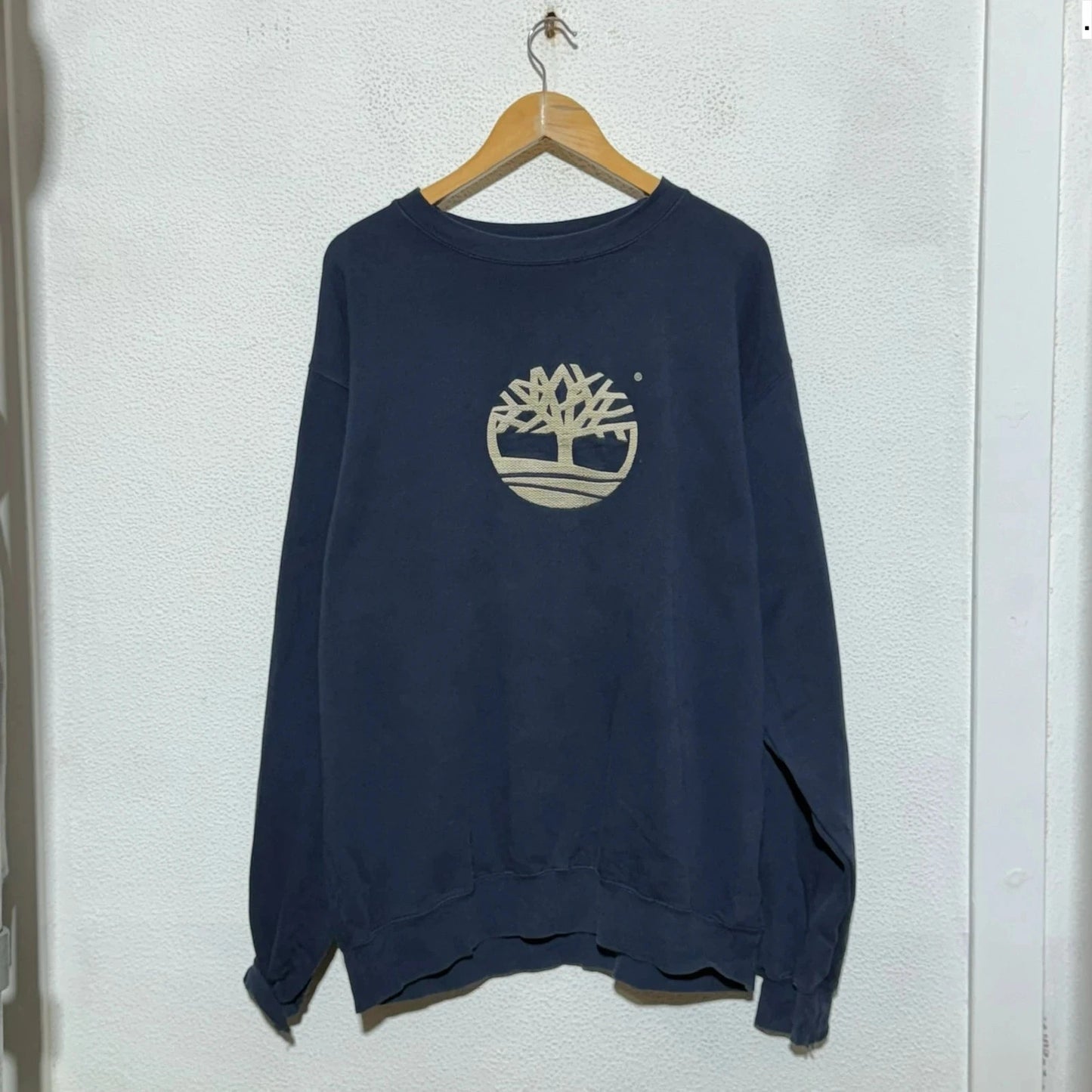 Vintage 90s Navy Timberland Sweatshirt Logo - Large