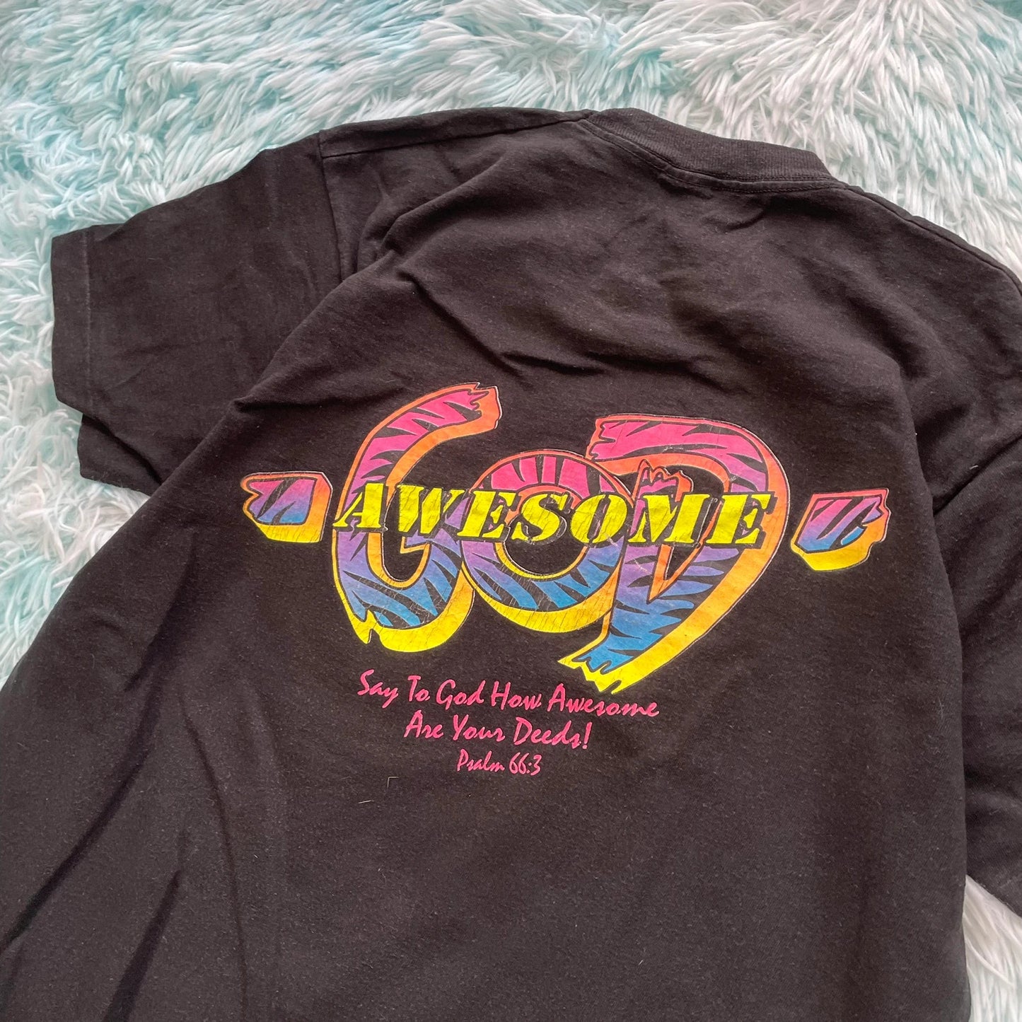 Vintage 90s Black Christian Graphic T Shirt - Large