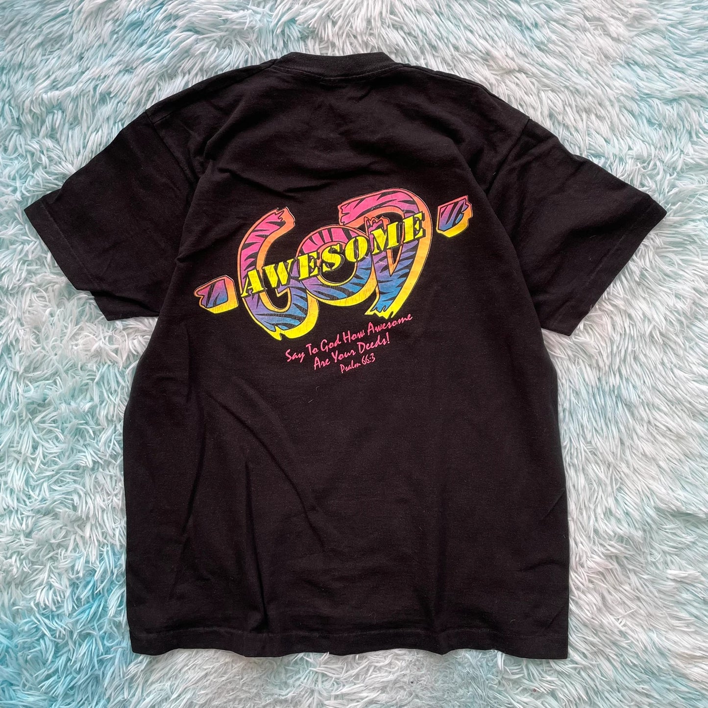 Vintage 90s Black Christian Graphic T Shirt - Large