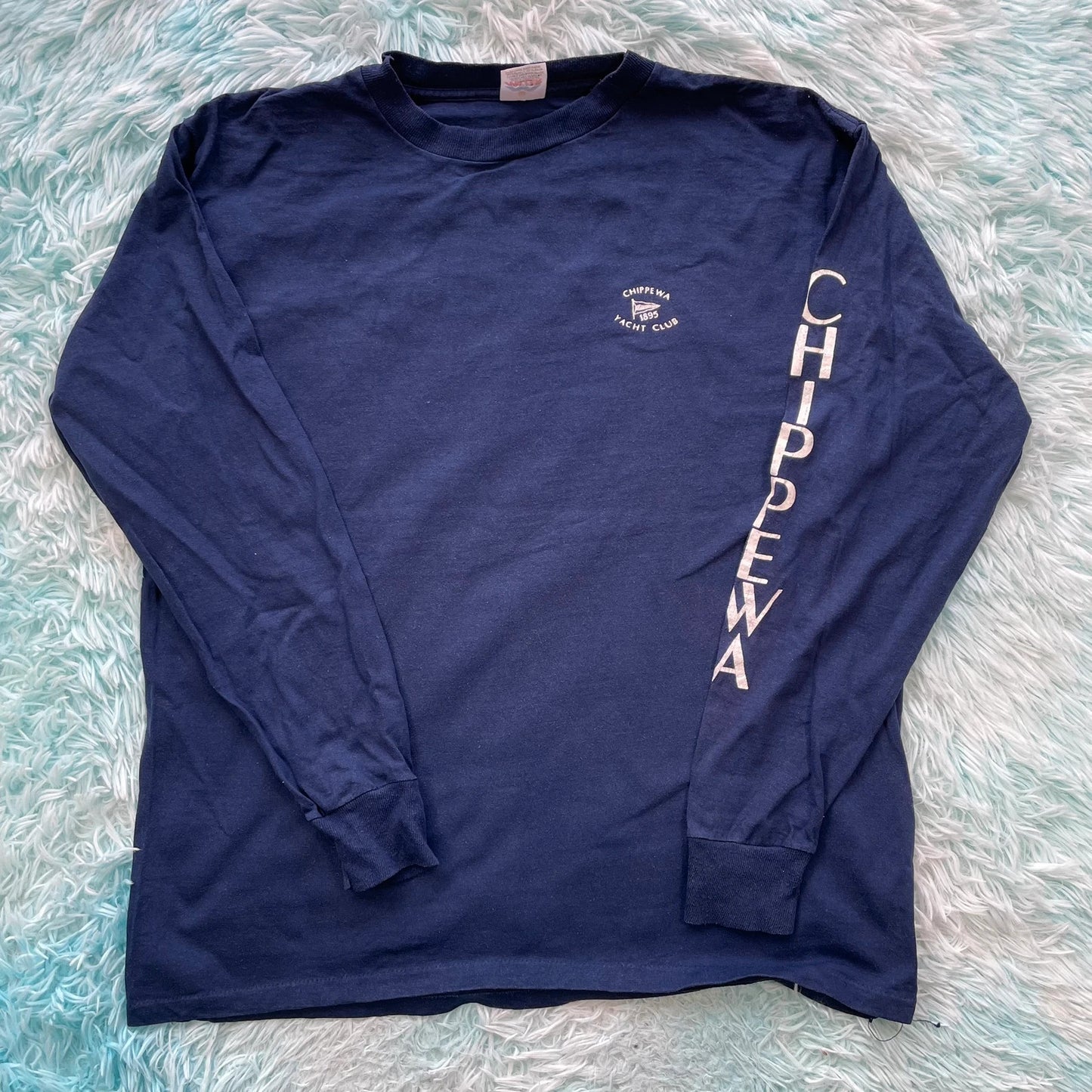 Vintage 90s Navy Chippewa Yacht Club Graphic T Shirt - XL