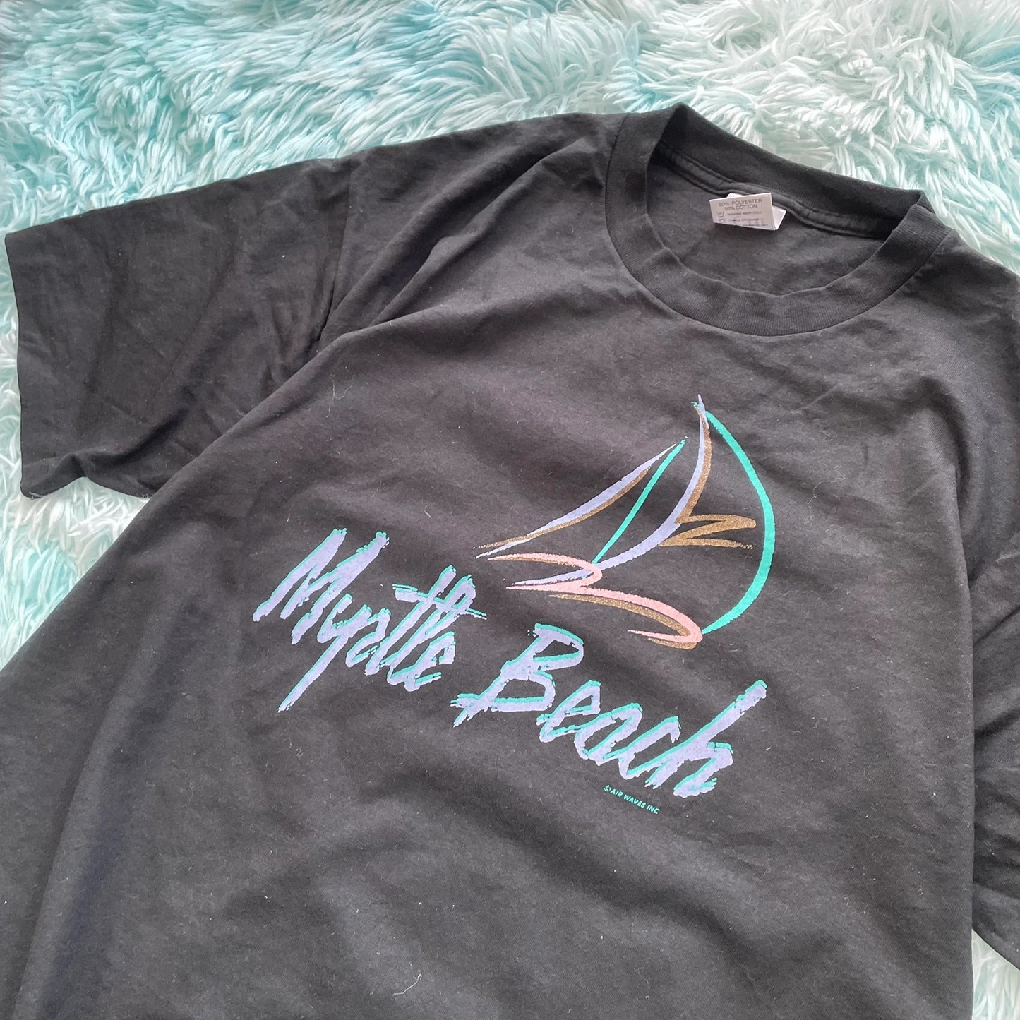 Vintage 90s Black Myrtle Beach Graphic T Shirt - XL