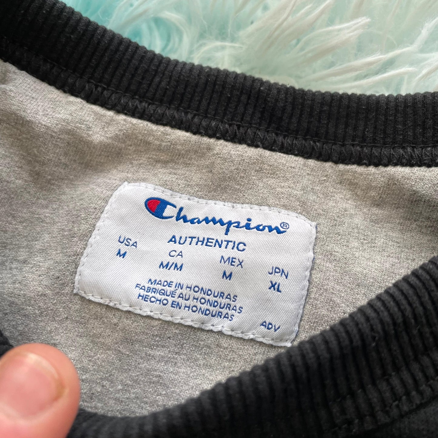 Vintage Black Champion Sweatshirt Spellout - Medium