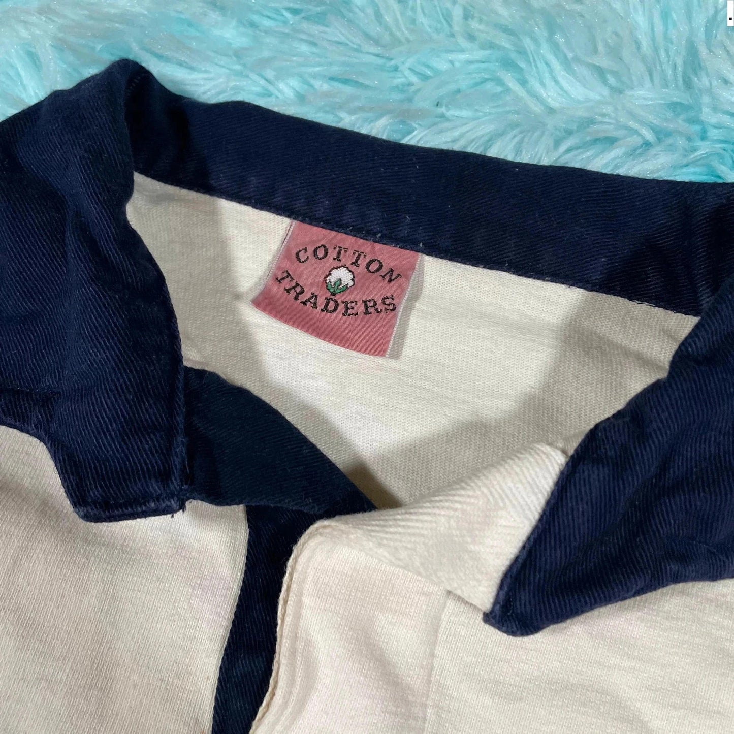 Vintage 80s White Scotland Rugby Shirt Cotton Traders - Large