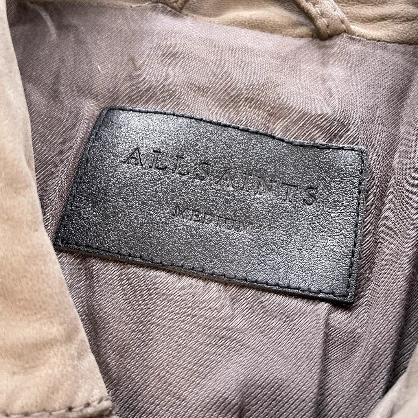 Tan Brown AllSaints Suede Leather Jacket - Medium