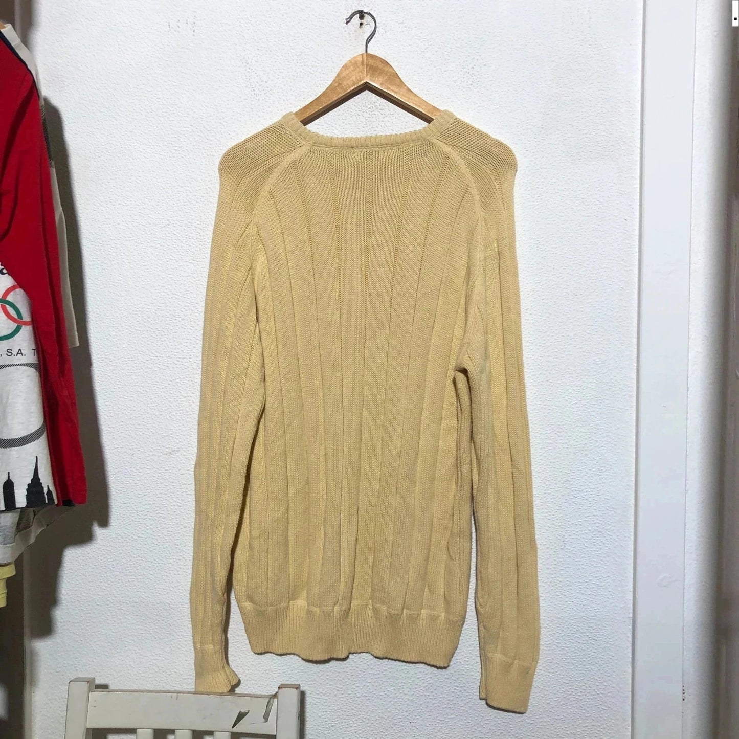 Vintage Yellow Nautica Knitted Jumper Heavyweight - Large