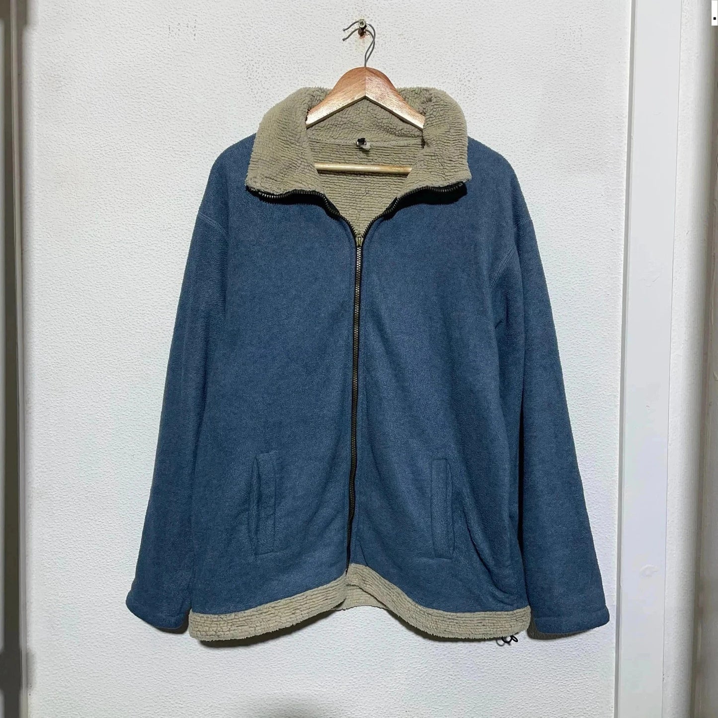 Vintage Blue Sherpa Fleece Jumper - Medium