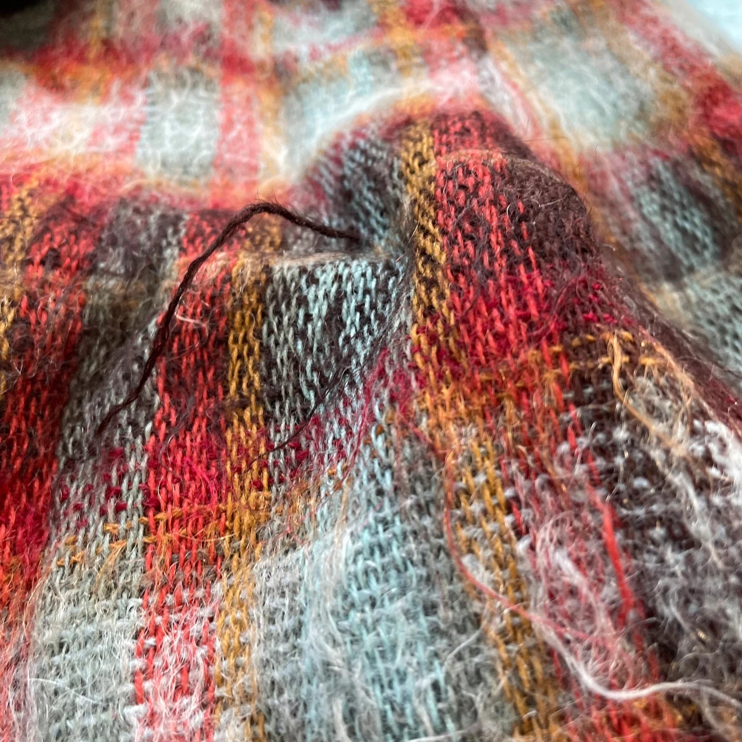 Vintage 90s Red Mohair Wool Blend Long Coat - Size 10