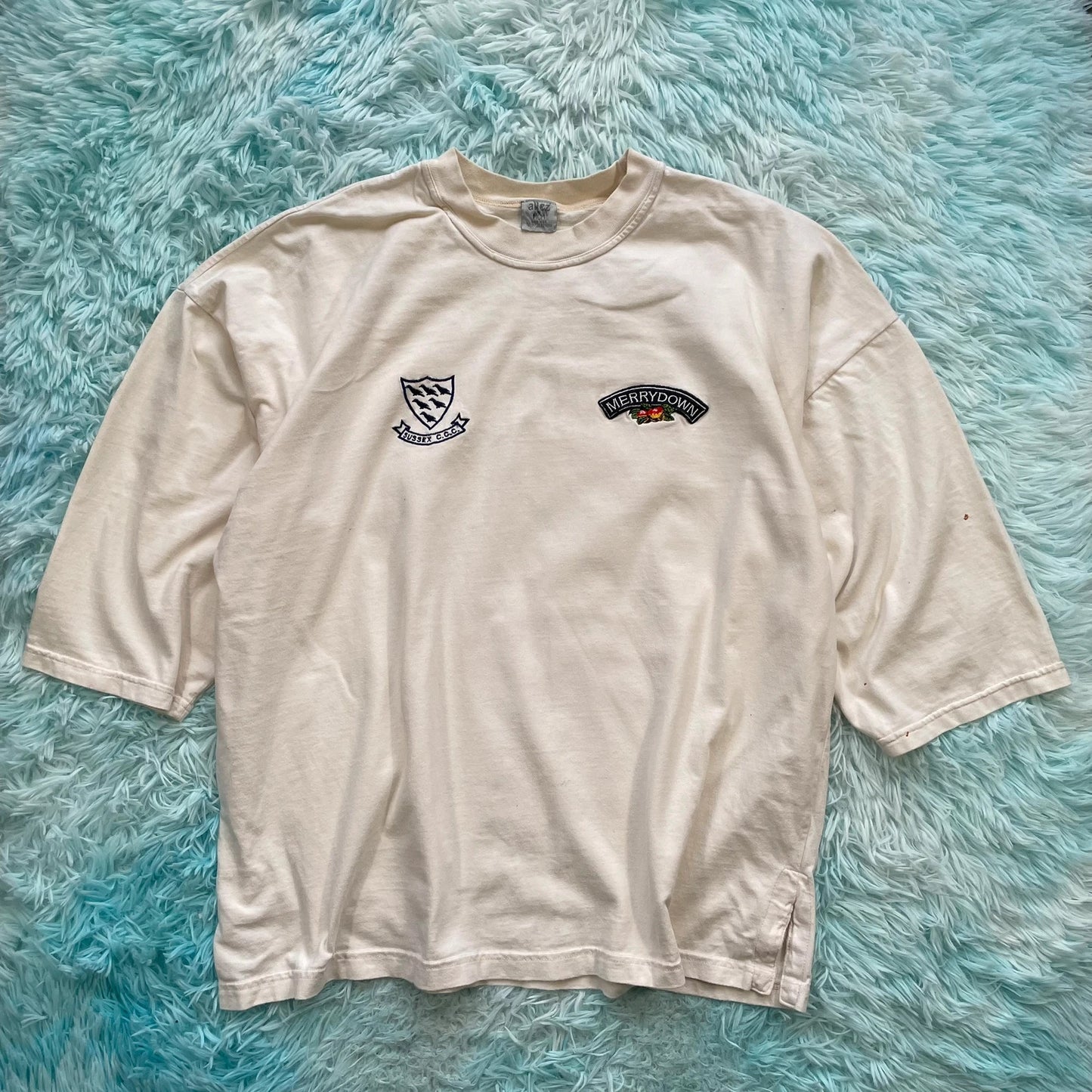 Vintage 90s Cream Sussex Cricket T Shirt - XL