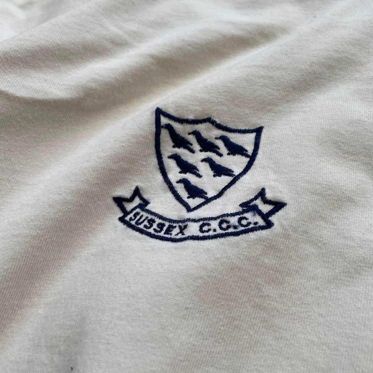 Vintage 90s Cream Sussex Cricket T Shirt - XL