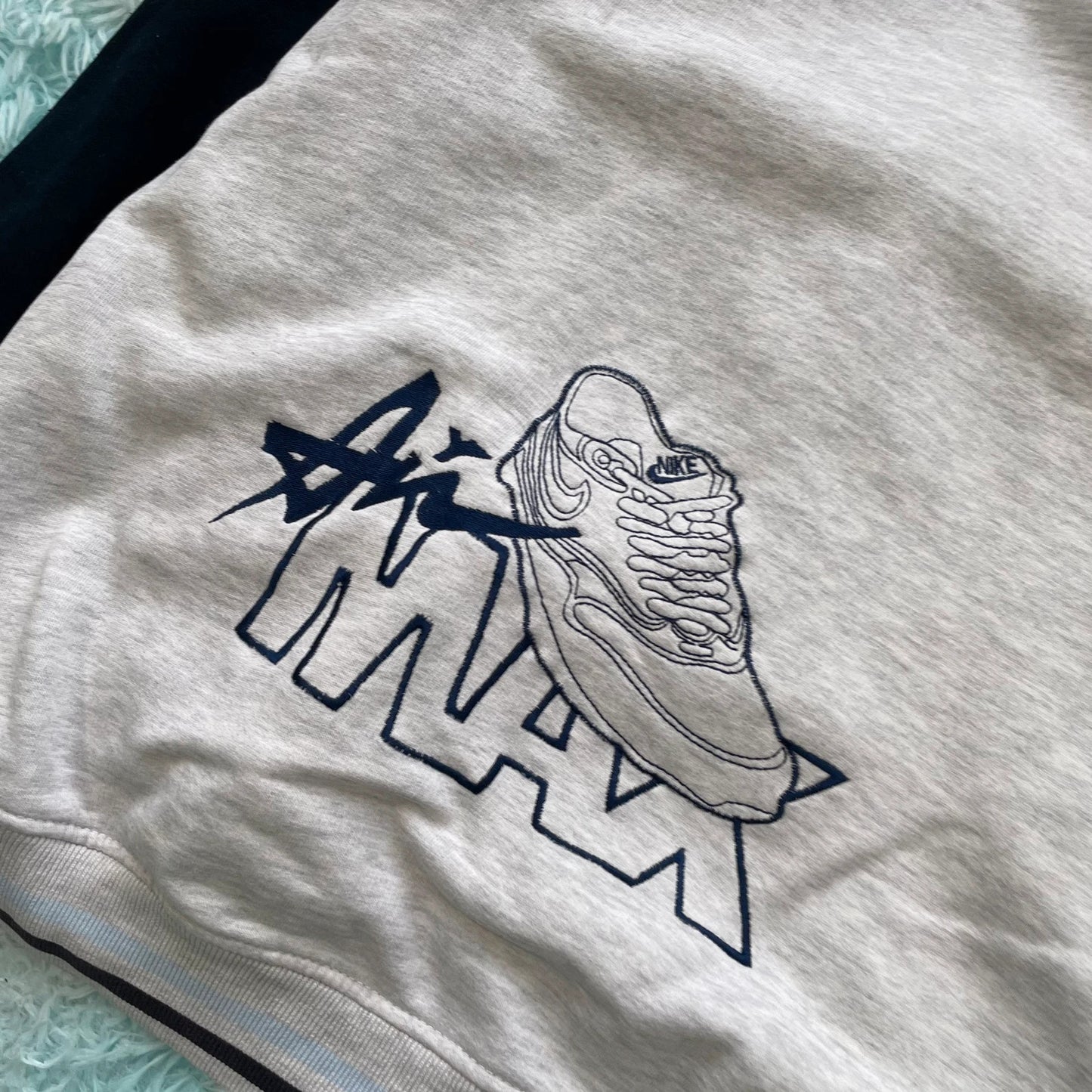 Vintage 90s Grey & Navy Nike Hoodie Full Zip - XS