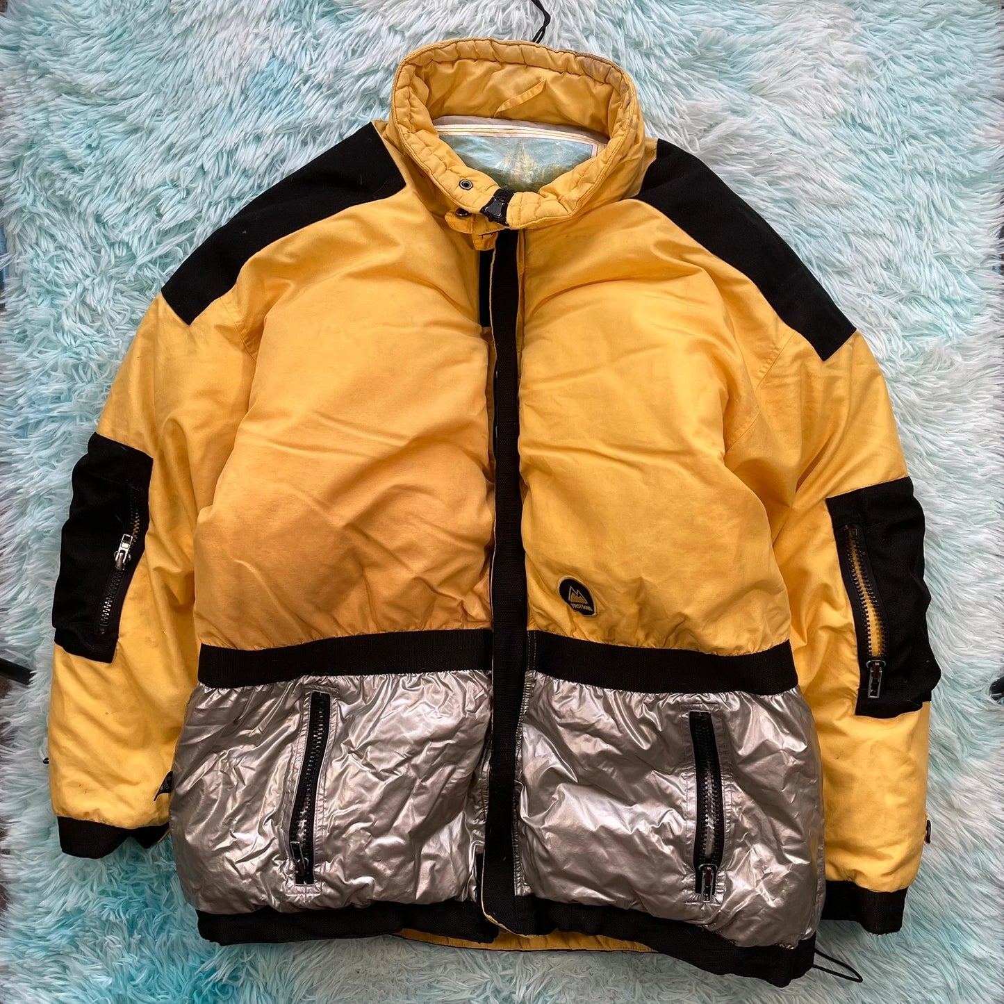 Vintage 90s Yellow First Down Puffer Jacket Ski - XXL