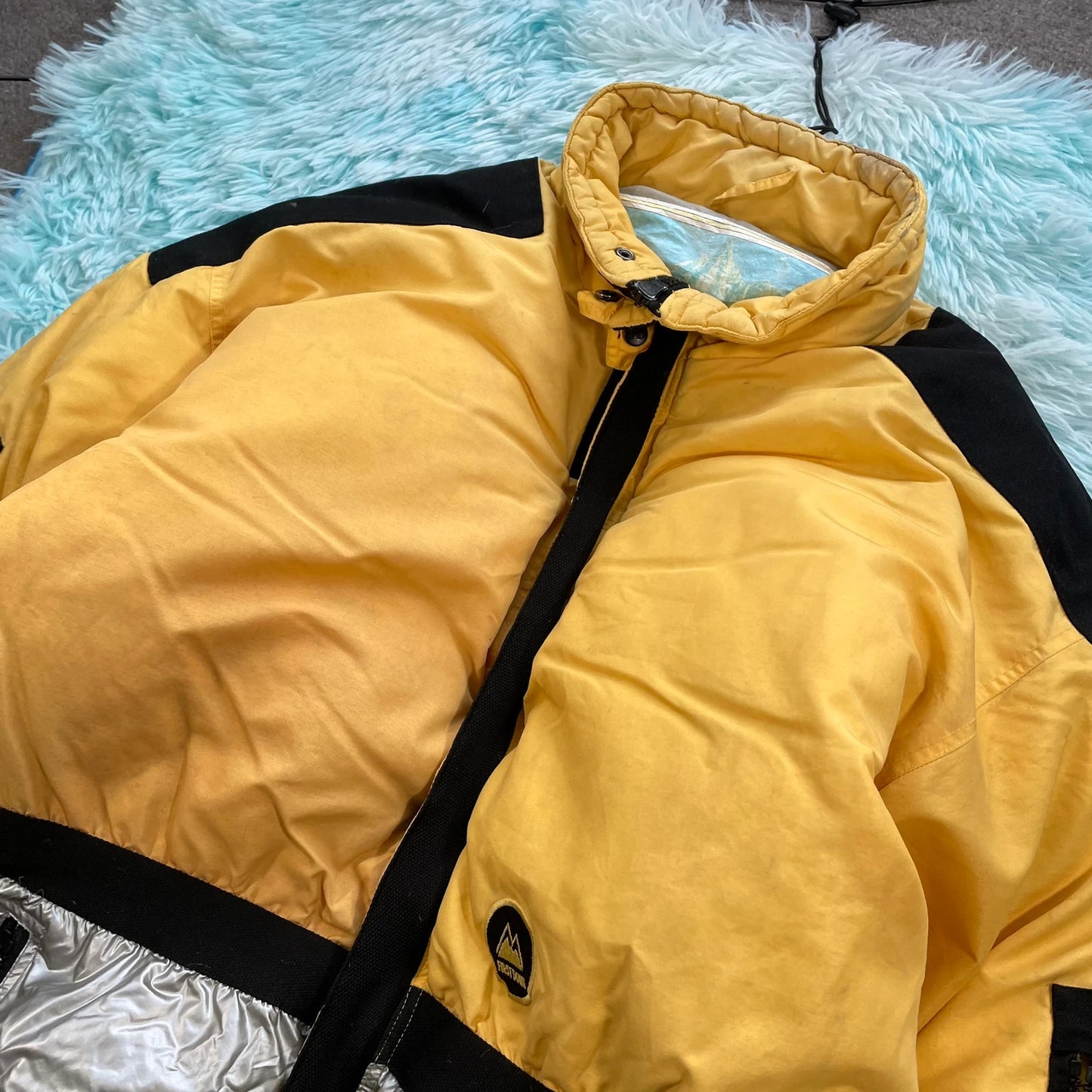 Vintage 90s Yellow First Down Puffer Jacket Ski - XXL