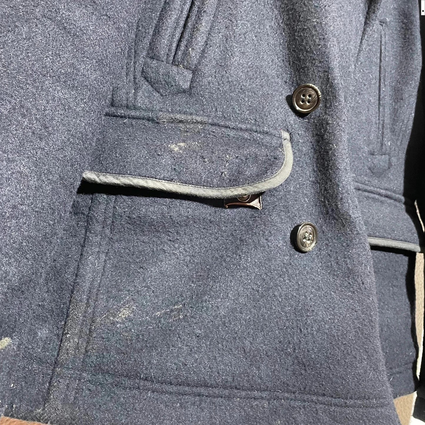 Dark Navy Barbour Wool Jacket - Large