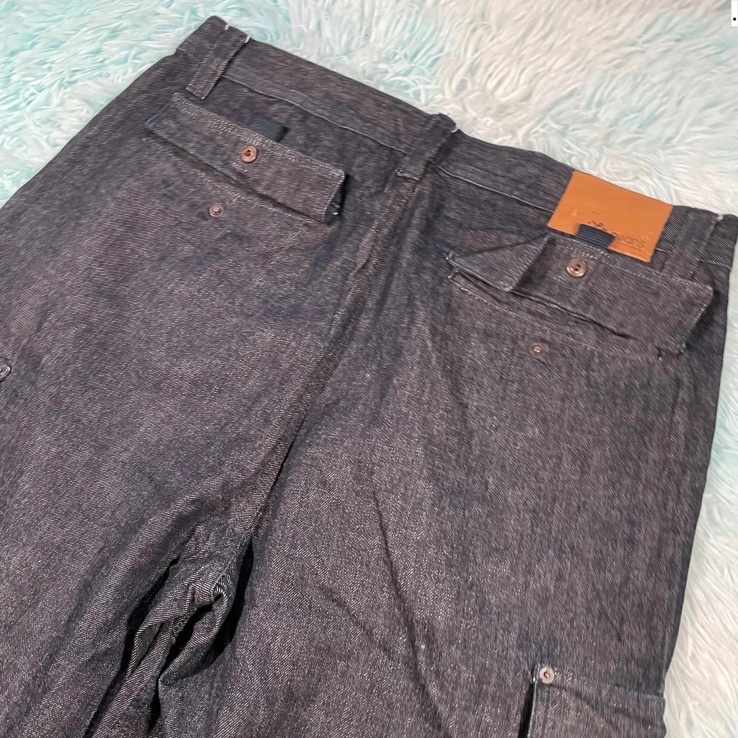 Vintage 00s Navy Cargo Jean Shorts Jorts - 38W