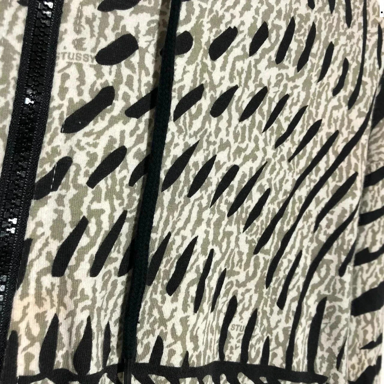 Vintage Leopard Print Stussy Lightweight Hoodie - Large