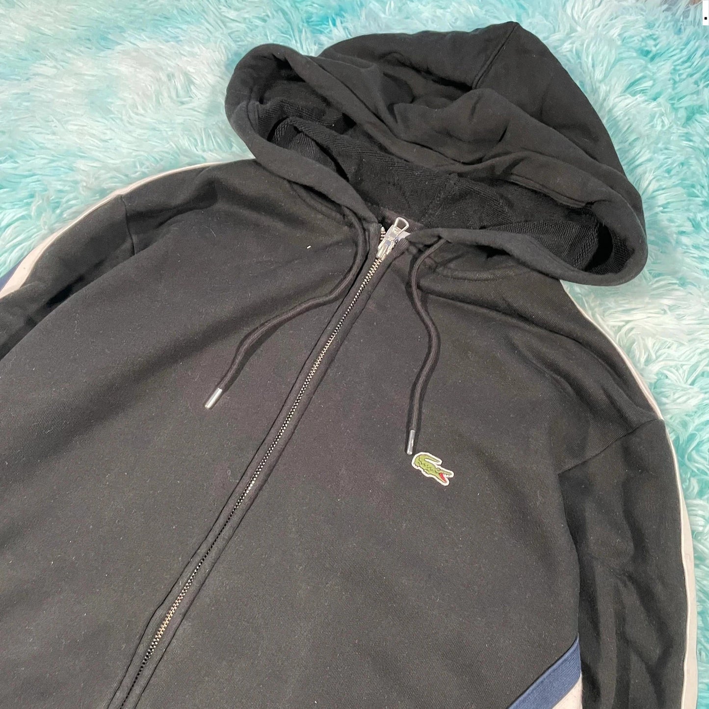 Black Lacoste Full Zip Hoodie - Medium
